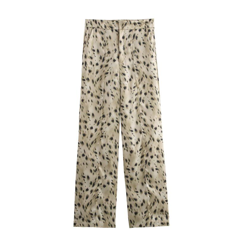 Fashion Style 2024 Autumn New Women's Leopard Print Print Long Sleeves Lapel Shirt Pants 8627055