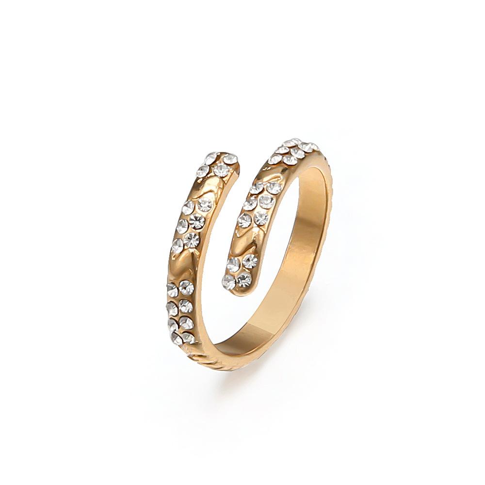 Exquisite Super Flash Slightly Inlaid With Diamond Opening Ring, Personality And Temperament Versatile Opening Adjustable Ring Woman