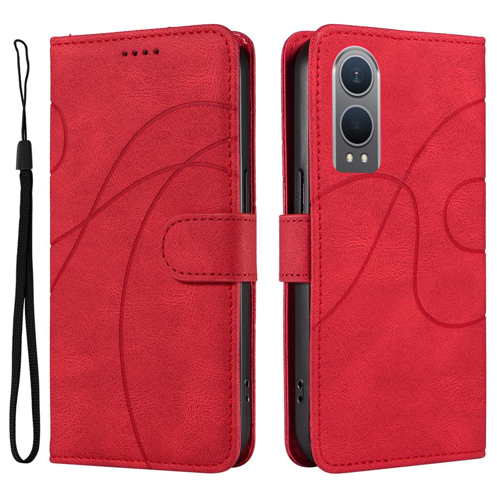 For OnePlus Nord CE4 Lite 5G/Oppo K12x 5G (China) Case Shockproof Wallet Card Holder Leather Phone Cover Curved Line