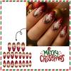 Almond Shaped False Nail Snowflake Red ABS Press On Set Salon Quality Durability For Sensitive Skin And Active Users