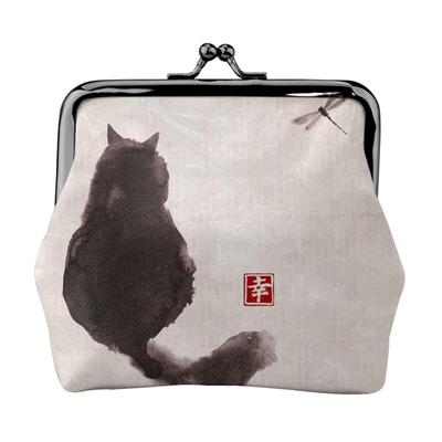 Mini portfel na monety na prawdziwy klucz, banknoty, karty i portmonetka z kocim wzorem w stylu japońskim, kobiety, skóra, mały, etui, przegródka, przegródki, popularny, uroczy,