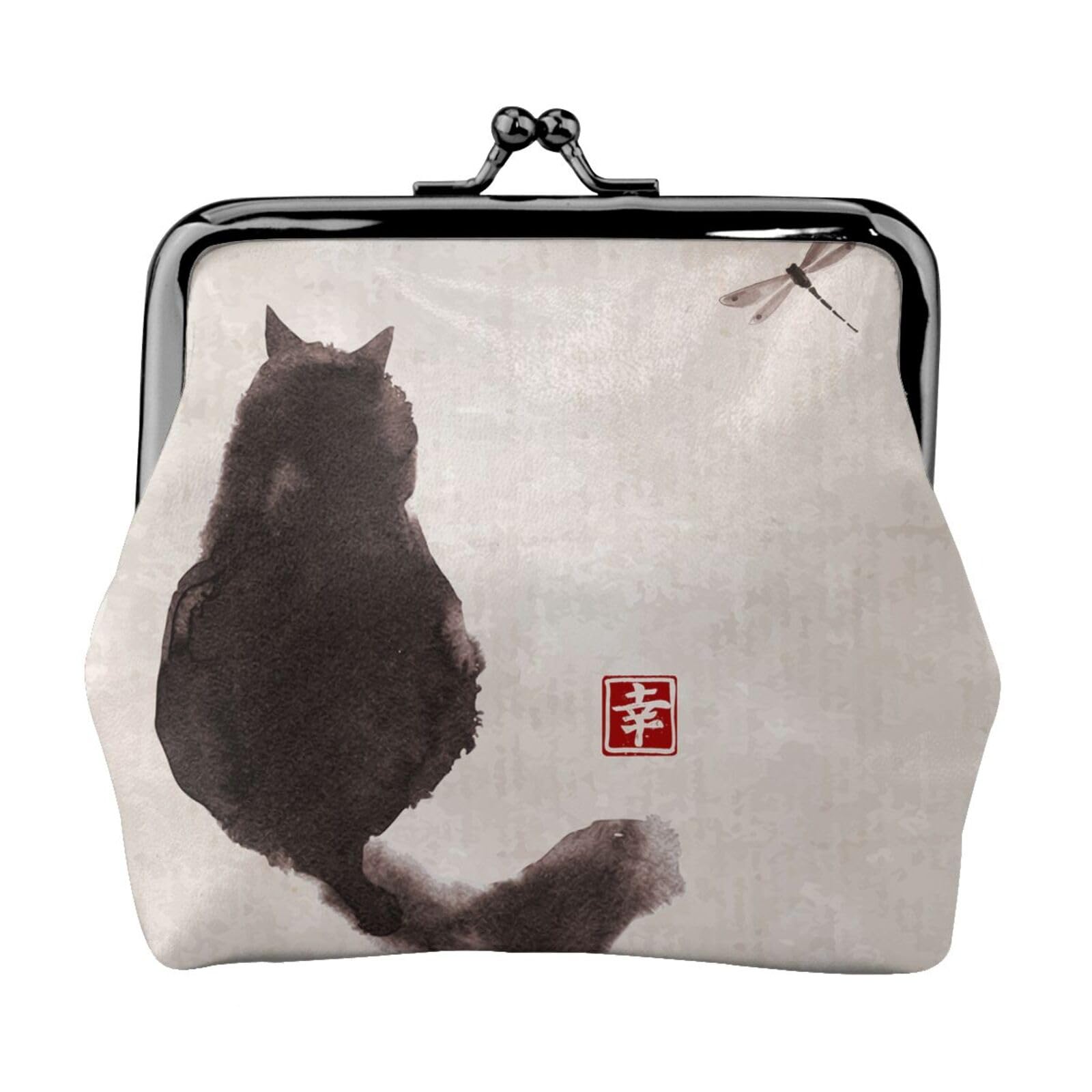 мини-кошелек для монет для ключей купюр карт и кошелек с узором в виде кошек в японском стиле женский кожаный маленький чехол отделение слоты популярный милый 4540₽