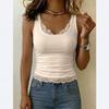 VEZFAA Camicette e camicie con colletto quadrato senza maniche, tinta unita, casual, estive e primaverili, da donna