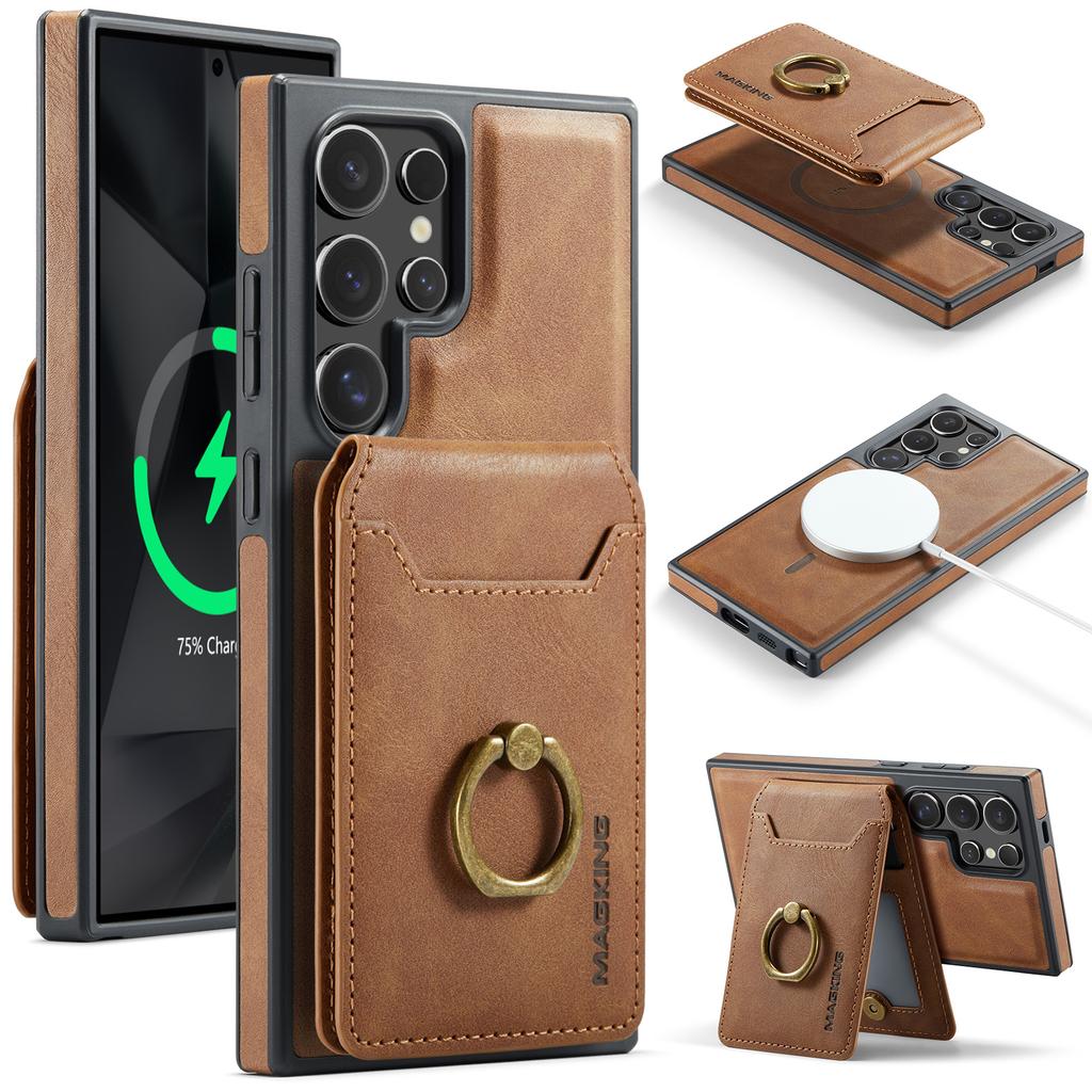 MAGKING K1 Series For Samsung Galaxy S26 Ultra Magnetic Case PC + TPU + PU Phone Cover with Card Holder