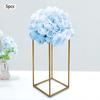 5-Piece Set 60cm Wedding Flower Stands Gold Geometric Iron Aisle Markers Removable Square T-Stage Decor for Elegant Celebrations
