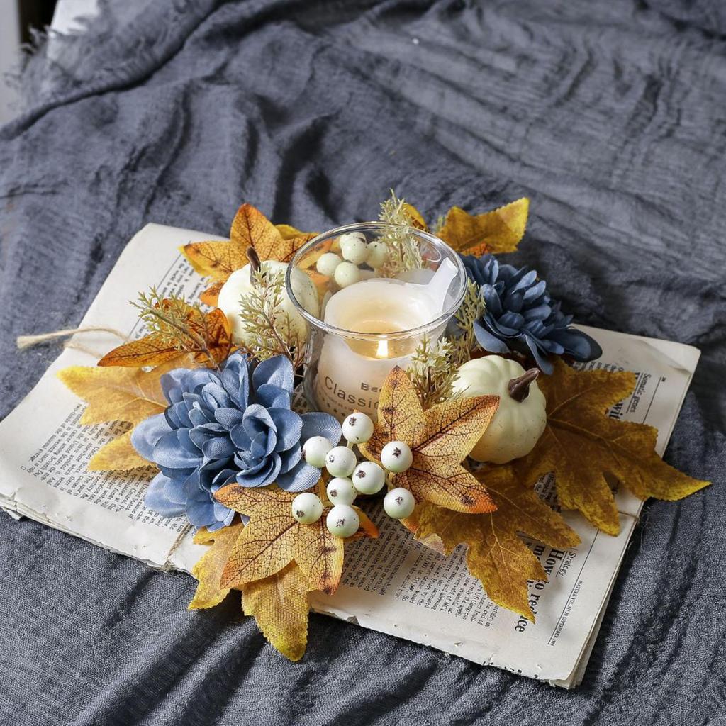 Candle Ring Wreath Rustic Holder for Festival Dining Room Home