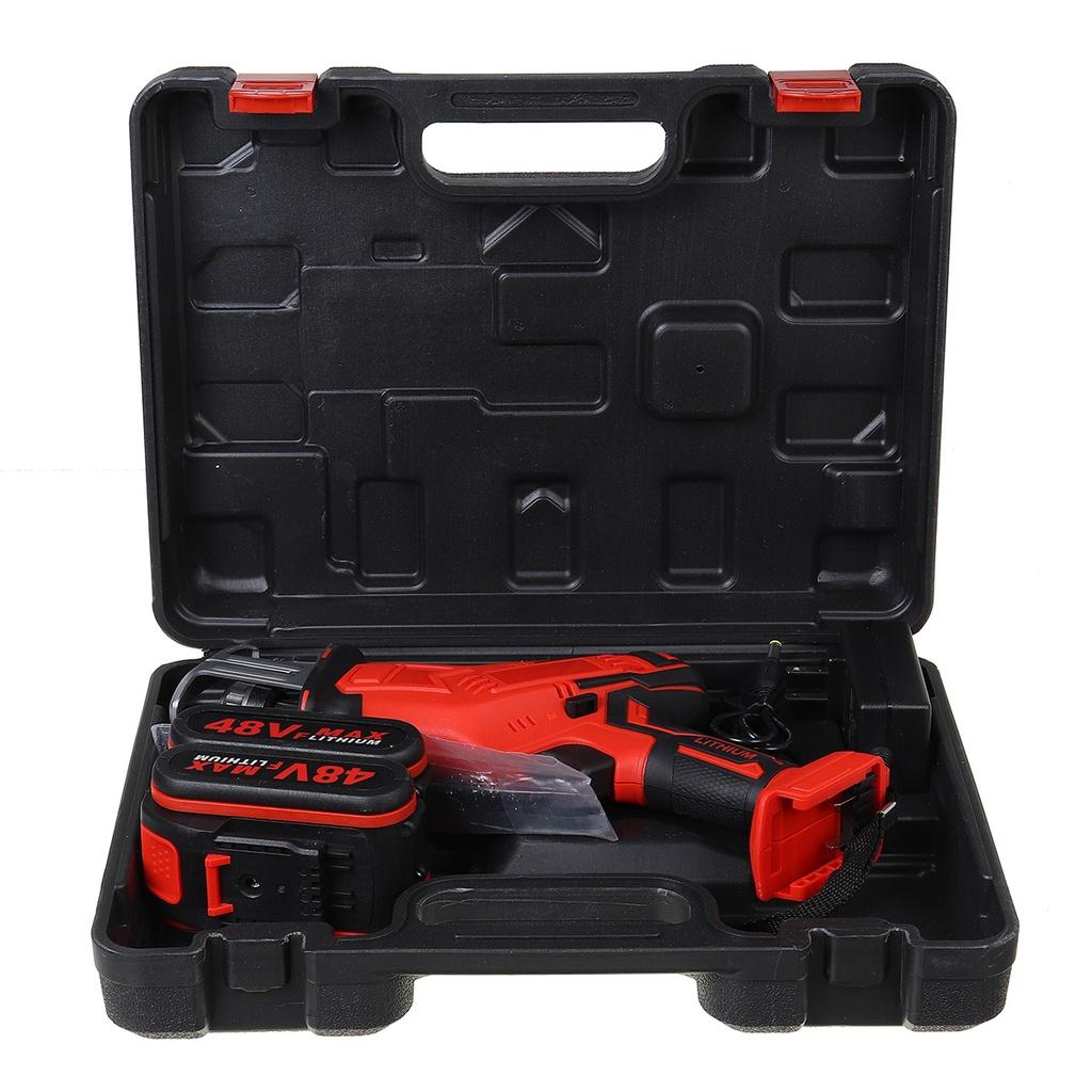 48V Cordless Reciprocating Saw High Speed Chainsaw Wood Metal PVC Pipe Cutting Reciprocating Saw Power Tool with 7500mAh Battery