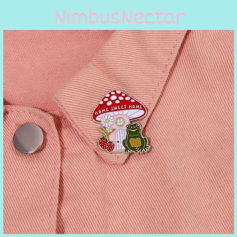 Cute Cartoon Mushroom Frog Brooch Pin Cute Decorative Badge For Backpack And Clothing