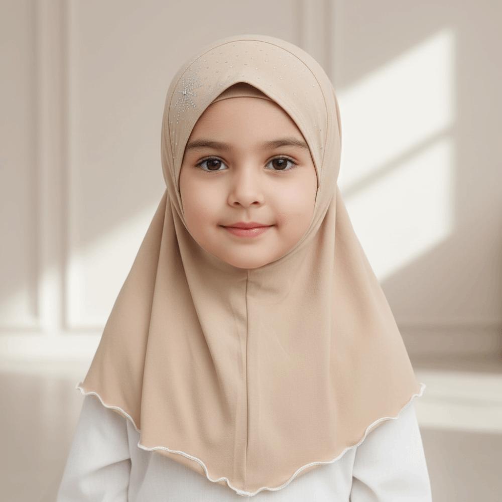 Pre-Stitched Design Kids Instant Hijab Ethnic Style Turban  Toddler Prayer Wear