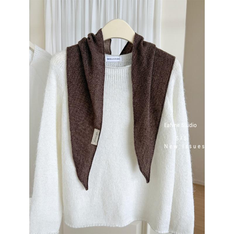 Autumn and Winter Warm Plaid Scarf for Women Korean Version Versatile Literary Retro Knitted Silk Scarf Neck Protector