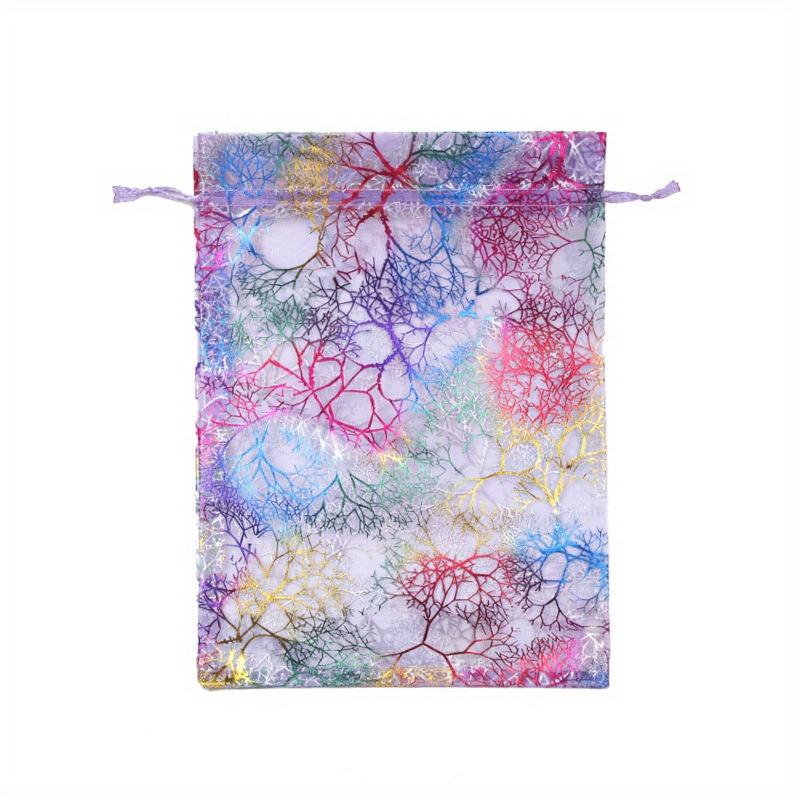 

20pcs Organza Gift Bag Jewelry Packaging Drawstring Bag Colorful Trees Printing Party Wedding Candy Bag Festival Party Gift Bags 20pcs&10x15CM фіолетовий