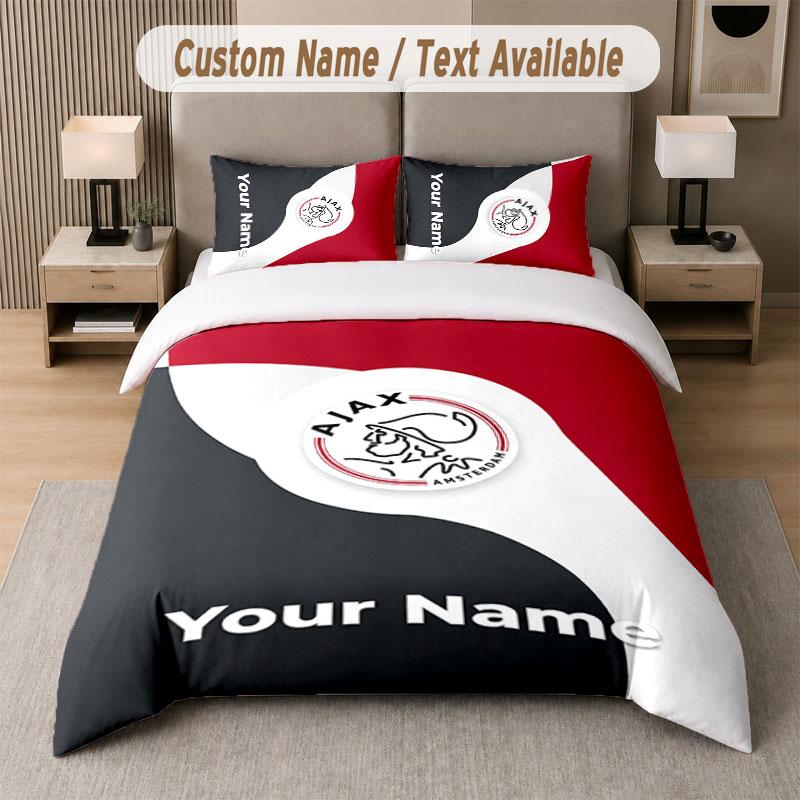 Custom Bedding Set Ajax Amsterdam Pattern, Print Name Text 1 Duvet Cover plus 2 Pillowcases Home Textile