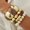 Salircon 4 Styles New Vintage Beige Coffee Resin Beaded Chain Bangle Bracelets Spliced Acrylic Bracelet for Women Ethnic Jewelry