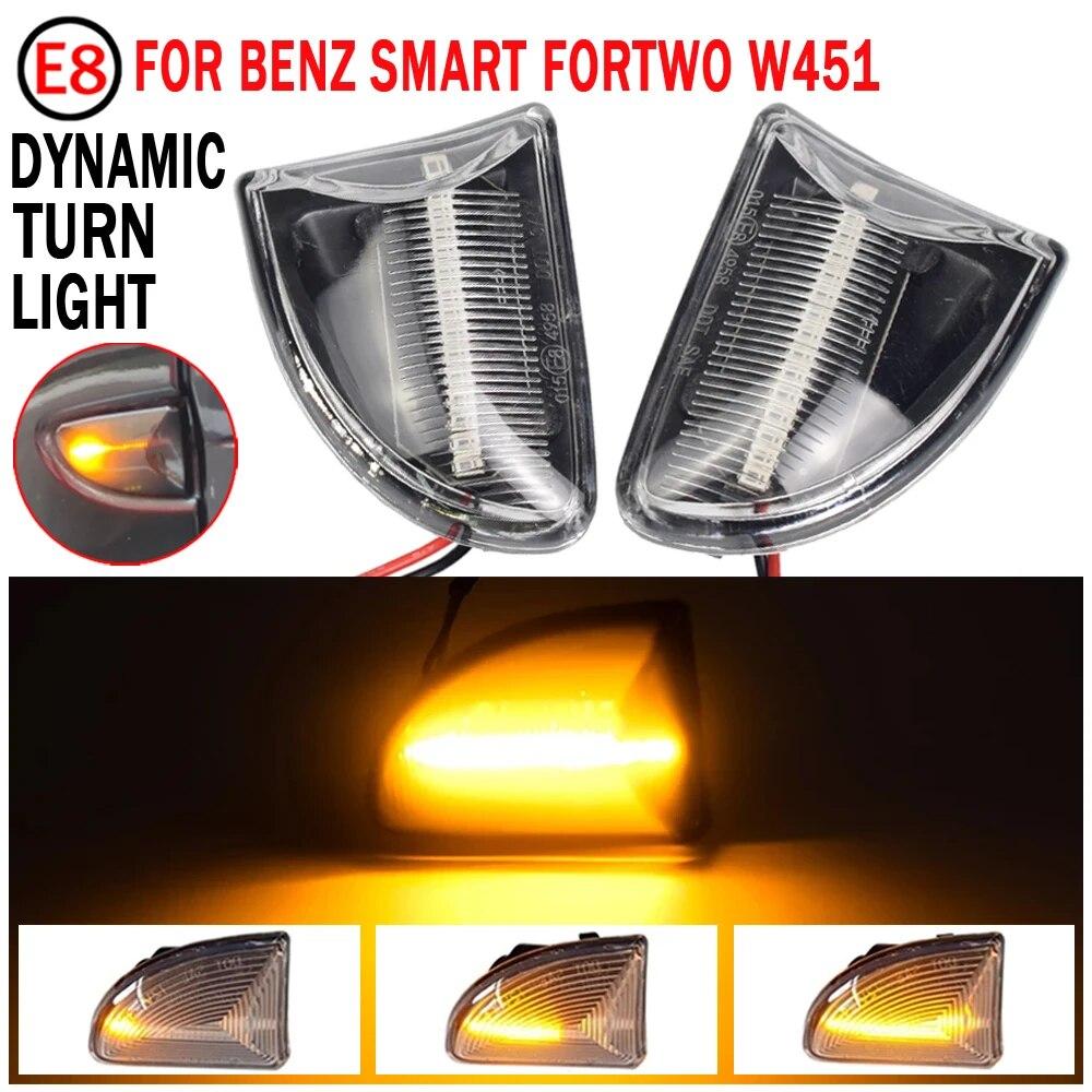 2 buc. lentile afumate chihlimbar LED lumini de semnalizare laterale dinamice de marcare pentru Smart Fortwo 451 MK1 & MKII 2007-2015