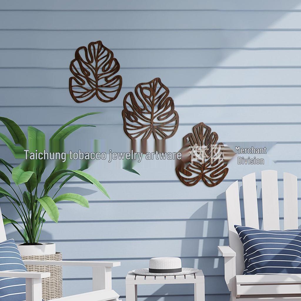 Vintage Holz-Palmenblatt Hängeplakette für tropikalische Wanddekoration im Badezimmer oder Wohnzimmer