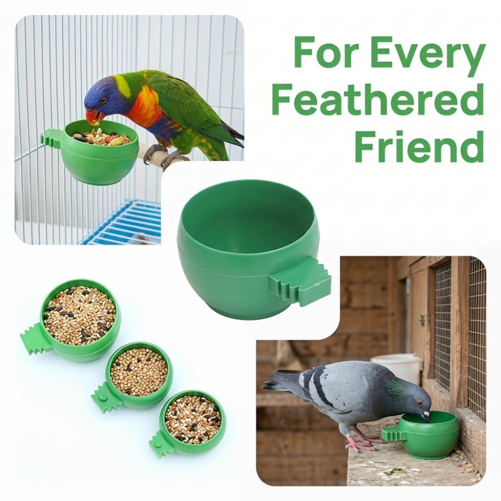 25Pcs Green Mini Bird Parrots Food Water Bowl Parrots Food Water Bowl Bird Cage Installation