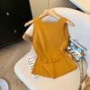 French Retro Solid Color V-Neck Sleeveless All-Match Casual Short Knitted Vest For Women