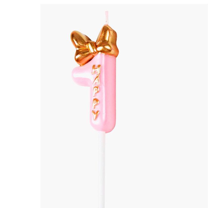 Birthday Number Candle Set with Decorative Bow Cake Toppers for Kids Baking Party Accessories for Celebration Decoration