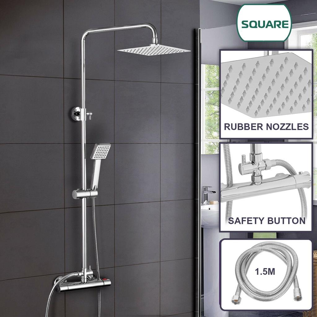 8 Inch Thermostatic Shower Set Hot Cold Shower Faucet Shower Faucet Rain Shower Set Bathtub Round Square Thermostatic Shower Mixer