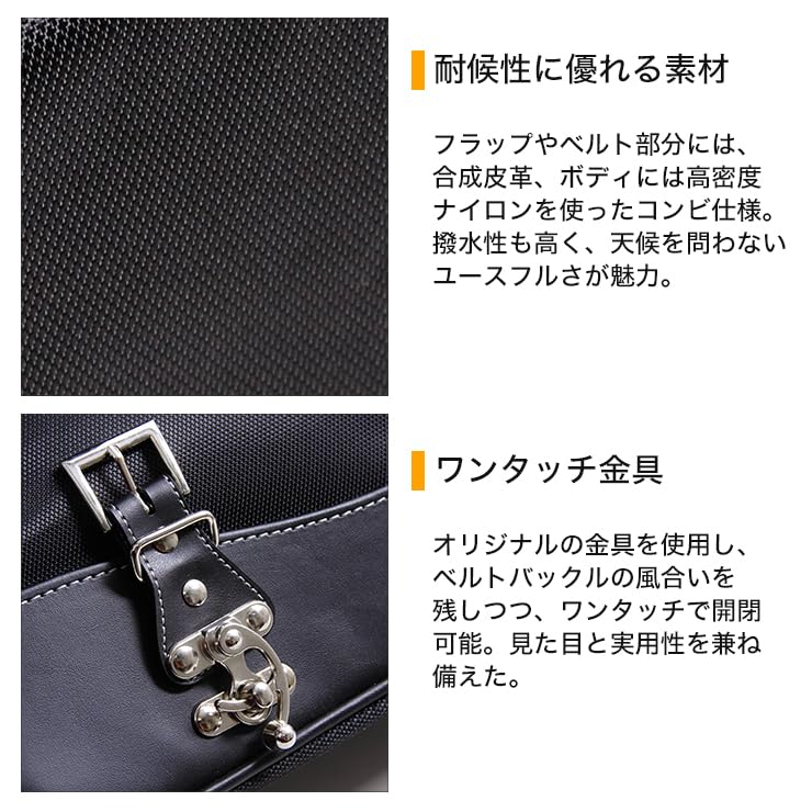 DEGNER Nylon Saddlebag with Bottle PVC Black Holder, Plain, (Synthetic Leather) & Nylon, 29x37x12cm, NB-1