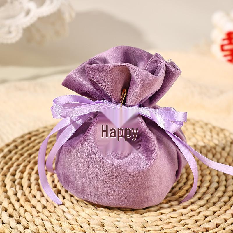 European Style Velvet Round Candy Bag - Creative Wedding & Festival Favor with Drawstring