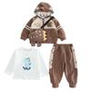 Kids' Cartoon Hoodie Three-Piece Sports Set - Casual Spring/Autumn Wear