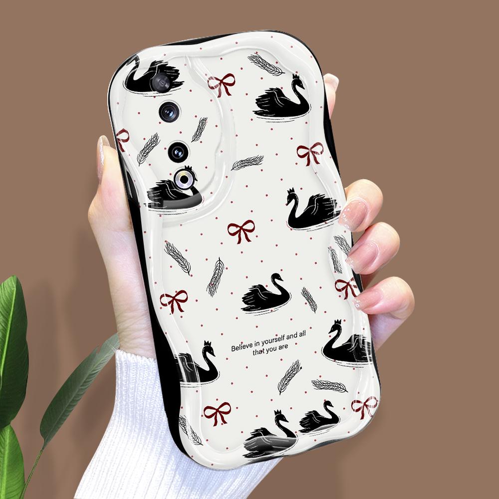 

Милый мультяшный узор, кремовая текстура, мягкий силиконовый чехол с волнистыми краями, чехол для телефона для Huawei Honor Infinix Tecno iPhone Tecno Pova 7 4G чёрный