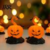 Spooky Halloween Tabletop LED Candle Light Figurine, Bat Tombstone Glowing Ornament, Warm Decoration Pumpkin Decor Prop for Escape Room Haunted House