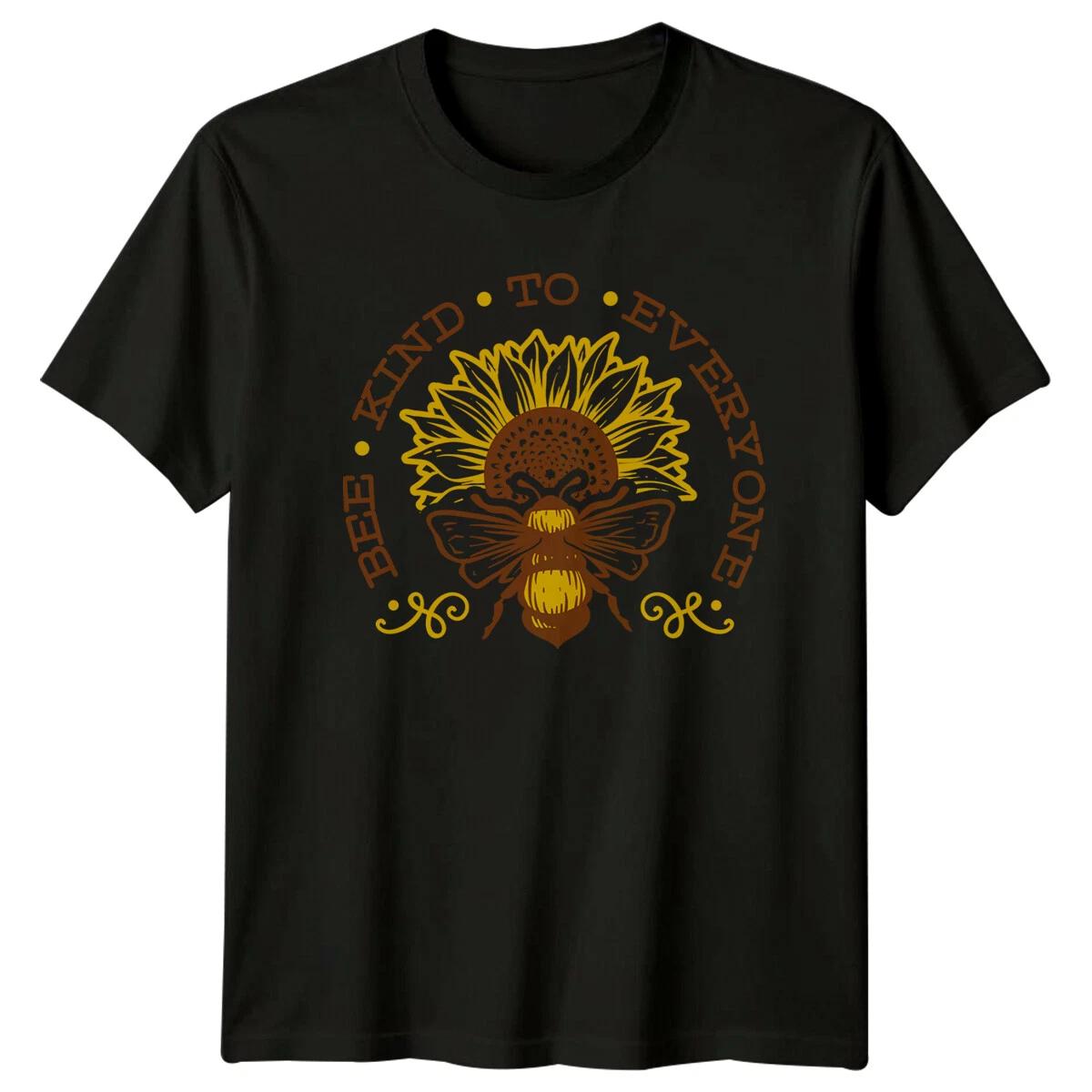 Bee Kind To Everyone Sunflower Nature Graphic T-Shirt S