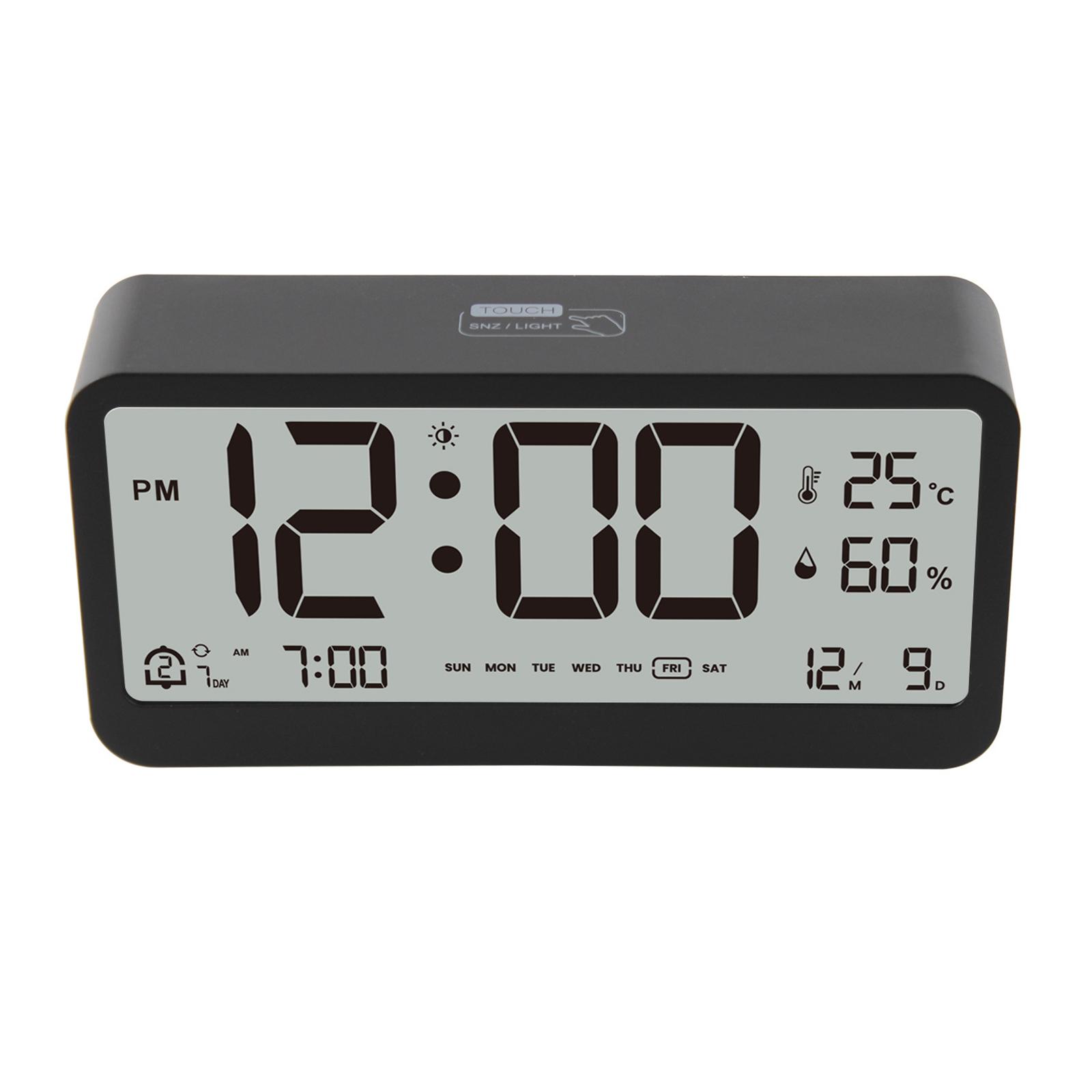 

Portable Electronic Digital Clock with Auto Night Illumination Temperature Humidity Displaying for Bedroom Use чёрный