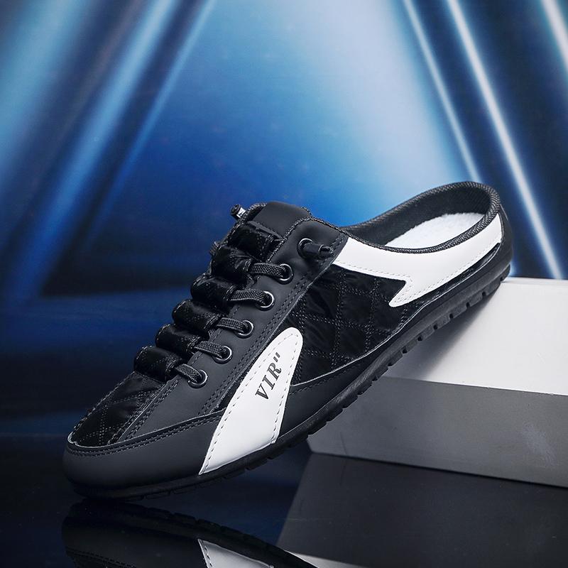 2024 Fashion Men New Style Lat-soled Wild Flat-bottomed Summer Thin Section Baotou Half Slippers