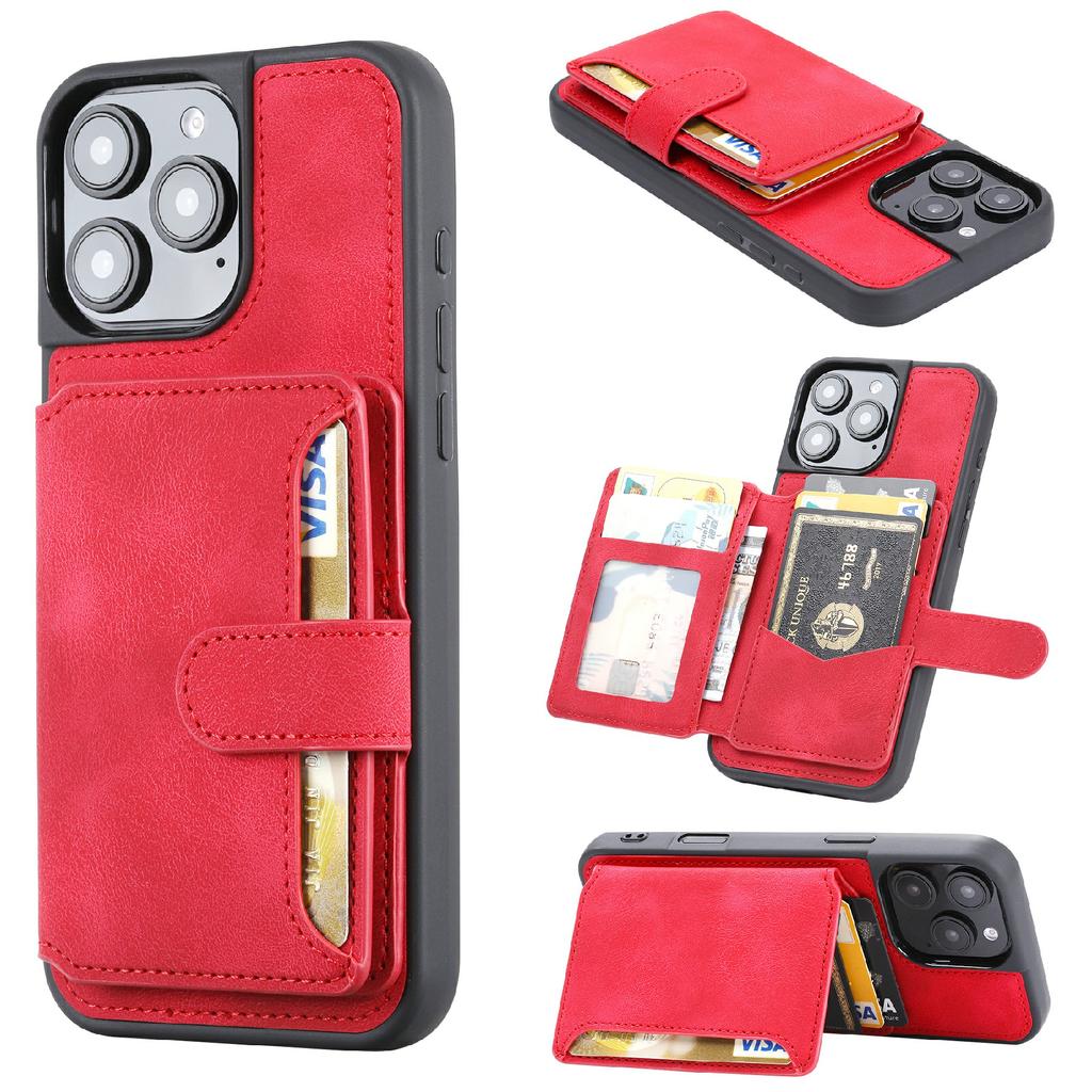For iPhone 16 Pro Max Case Wallet Card Slot TPU+PU Leather Back Phone Cover