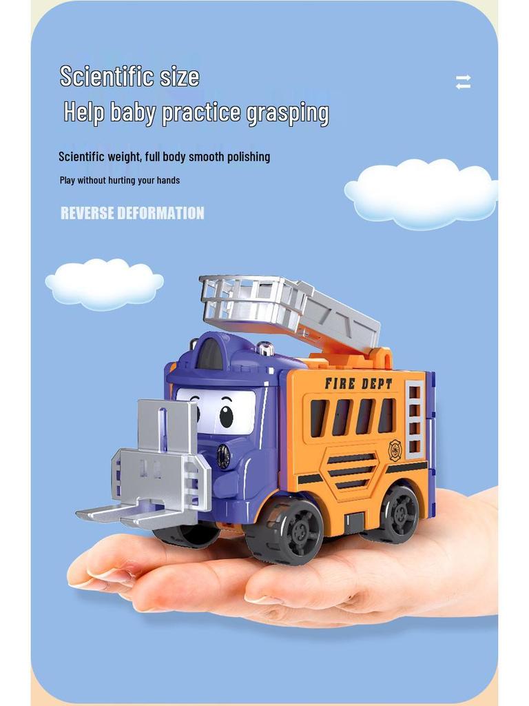 Children's Transforming Cartoon School Bus Engineering Vehicle for Ages 3-6