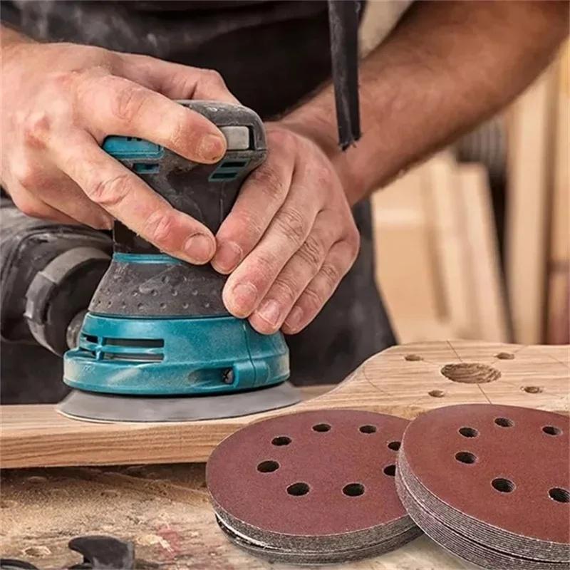 Universal 8 Hole Sanding Discs 125mm Sandpaper for Metal Wood Glass Sander Polishing Pads Home Abrasive Tools 40~3000 Grit