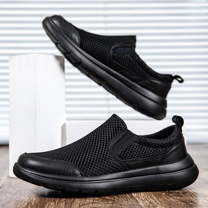 Non-slip and Breathable Mesh Autumn Middle-aged and Elderly Shoes Dad One-pedal Men's Shoes Summer Casual Mesh Shoes Soft-soled Shoes