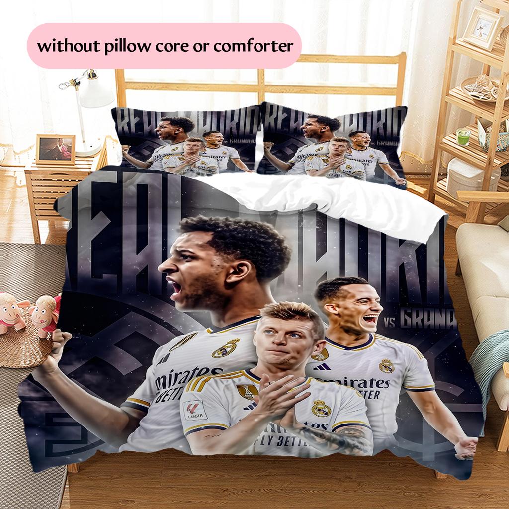 Madrid team Pattern Bedding Home Decoration Birthday Gift (1 * duvet cover + 2 * pillowcase, without core)