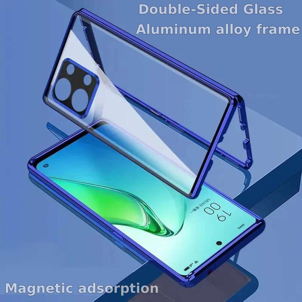 Case for Redmi Note 13 Pro Pro+ 14 5G with Double Sided Tempered-Glass & Metal Frame Phone Bumpers Full Lens Protection Cover