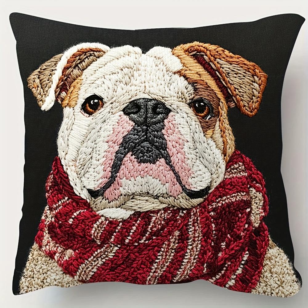 Jessica Chen Unisex English Bulldog Cushion Covers Cozy Chair Living Room Pillowcase Fashion Zipper Sofa Pillow Covers Bedroom Home Decor