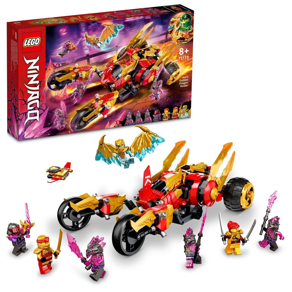 LEGO Ninjago Kai's Golden Dragon Raider 71773 Toy Blocks Gift Vehicle Ninja for Boys Ages 8 and Up