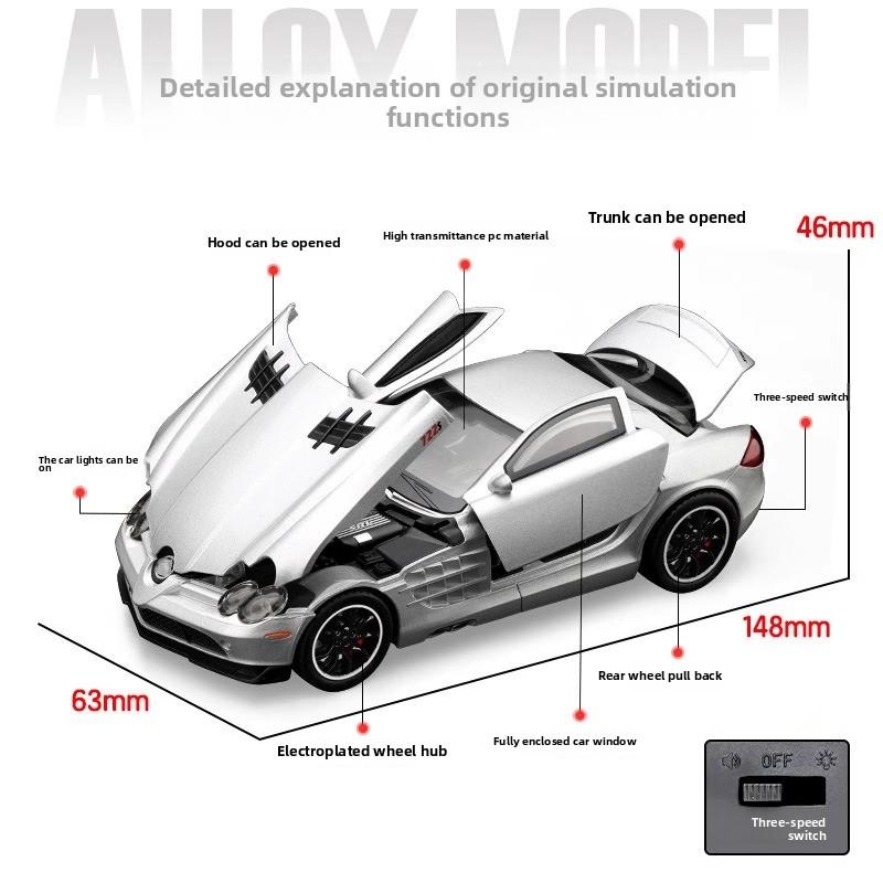 Diecast 1/32 Benz SLR McLaren 722 S Roadster Speedster Supercar Alloy Model Collection Metal Miniature Hobby Boy Car Toy Gifts