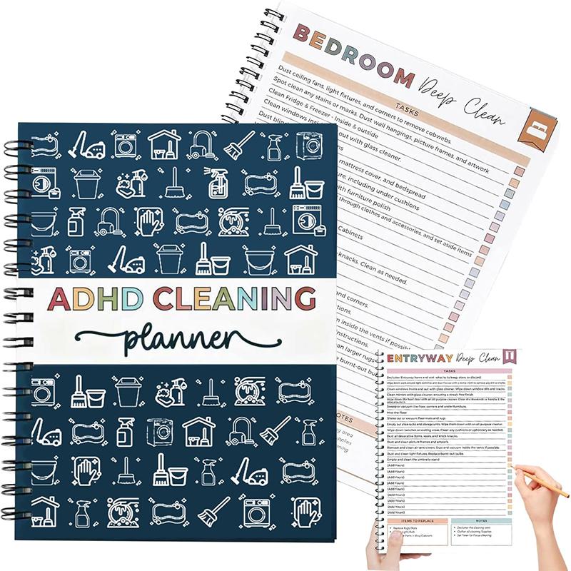 Adhd Cleaning Planner For Adults And Teens - Daily, Weekly & Monthly Cleaning Schedule & Checklist,Reusable Household Organizer
