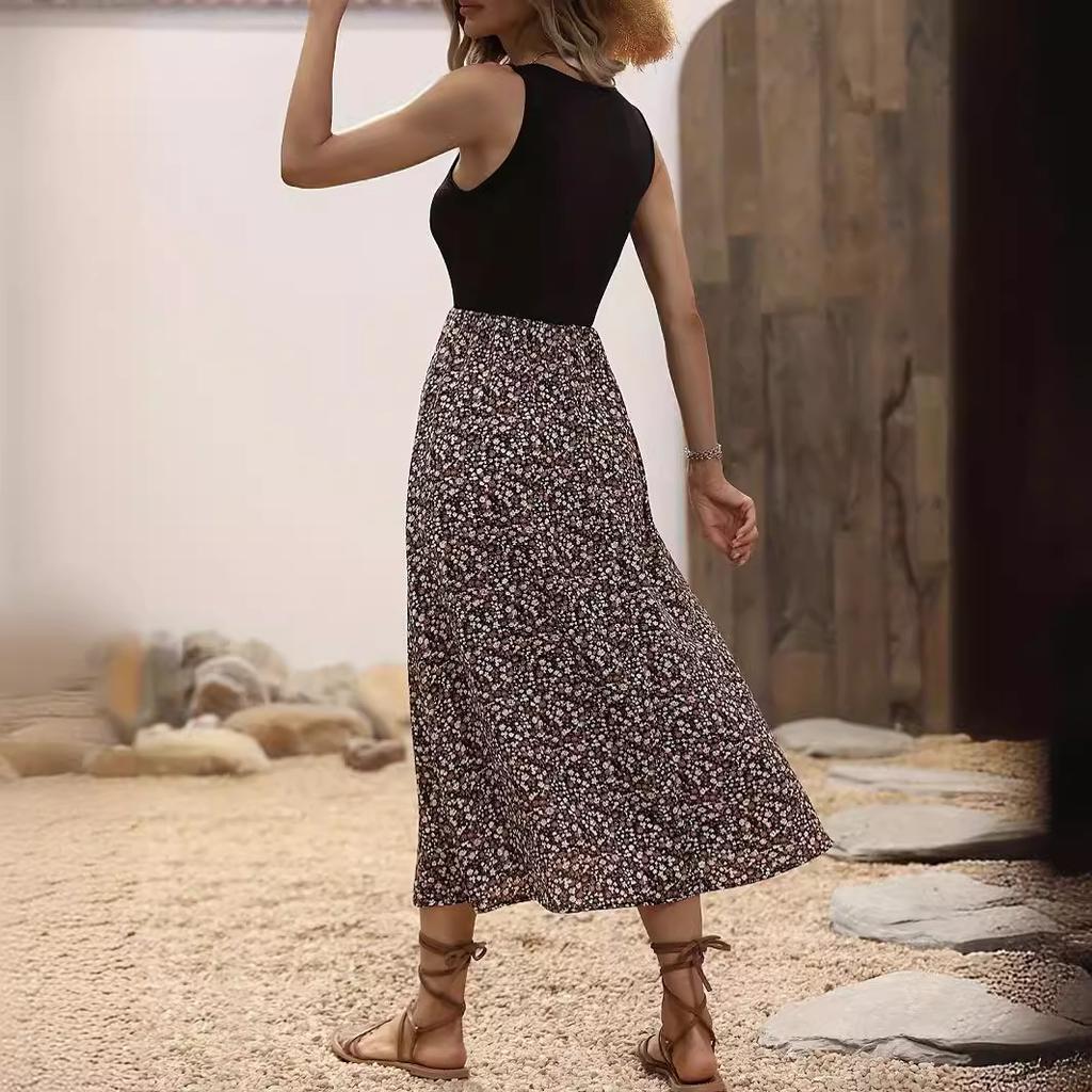 New printed sleeveless long dress