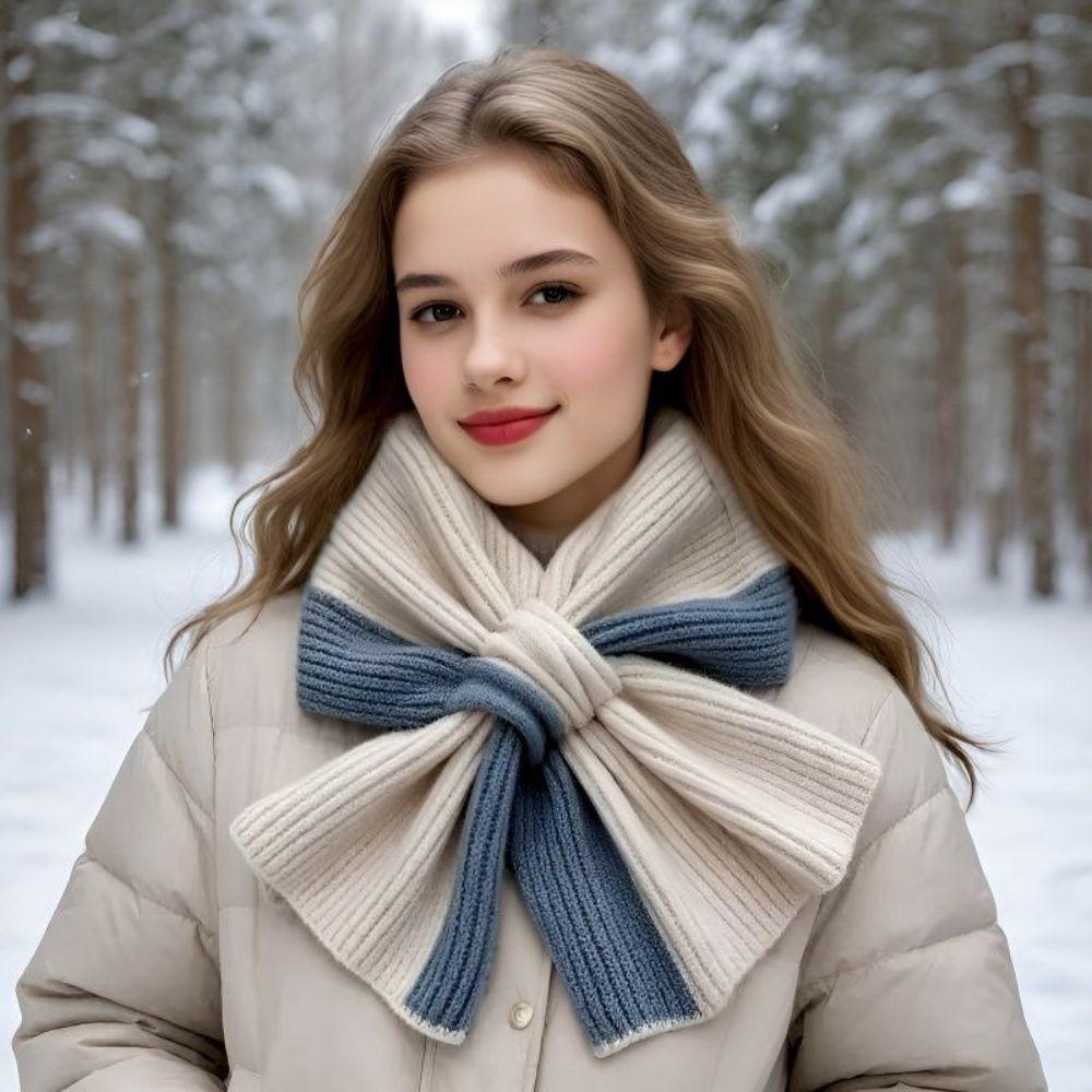 Cross Knit Knitted Scarf Mixed Color Winter Scarf Durable Cross Scarf Autumn Winter Wear