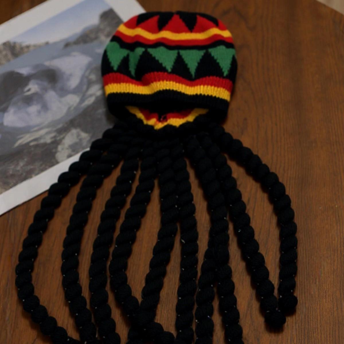 

Wig, Braid, Beret, Knitted Rainbow Hat, Halloween Knitted Wool Hat, Ear Protector, Head Cover, Hat One Size