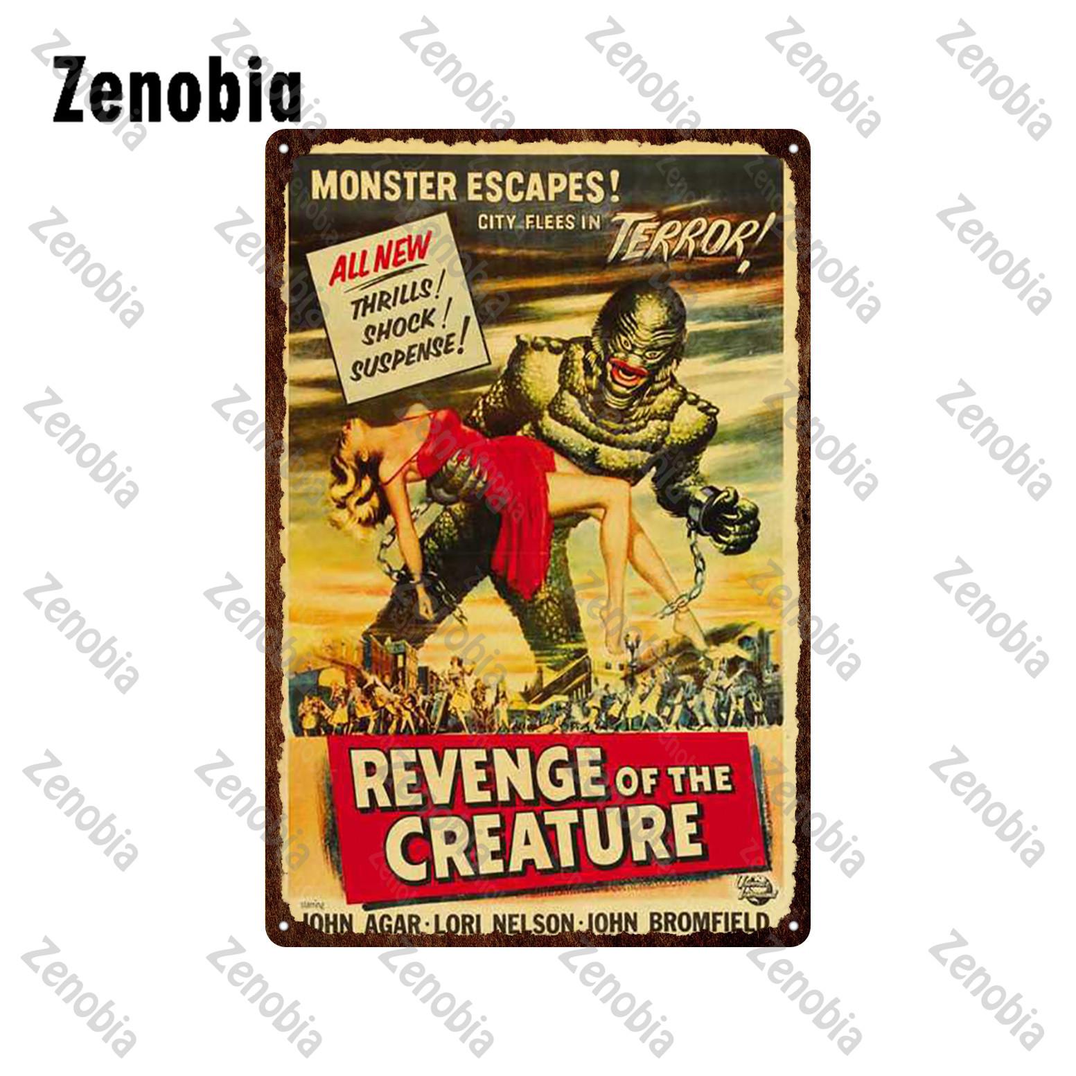 

Металлические знаки для фильмов «Существо из Черной лагуны» Жестяная табличка «Монстр», «Триллер», «Саспенс», Фильм, Винтажная табличка для бара, паба, домашнего декора 20x30cm