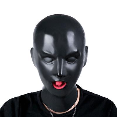 Black Faux Leather Body Harness Hood Roleplay Breathable Open Eyes And Nose Mask