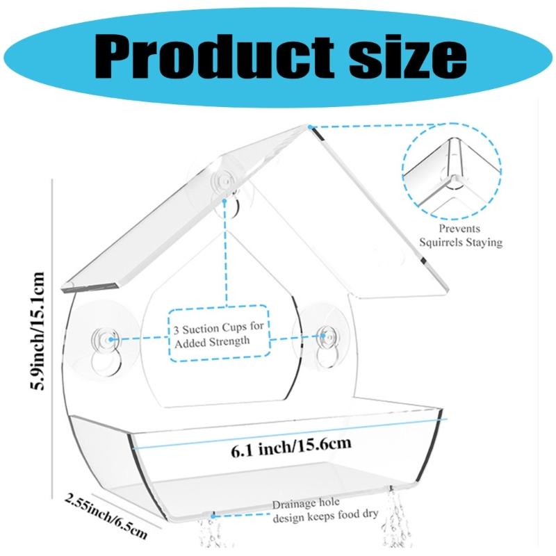 Clear Window Mounted Bird Feeder 360 Degree Visibility Window Feeder For Home Or Office Use Bird Observation Accessory