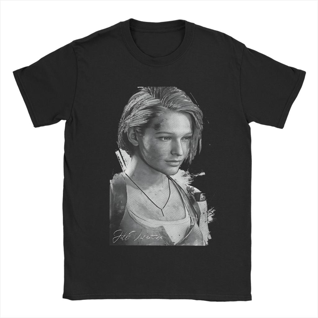 Jill Valentine TShirts for Unisex Funny Pure Cotton Tee Shirt Round Collar Short Sleeve T Shirts Party Clothing