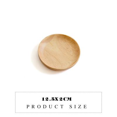 Rubber wood Round Japanese style dinner plate beef steak fruit Snacks tray tea tray Restaurant storage plate Solid wood plates