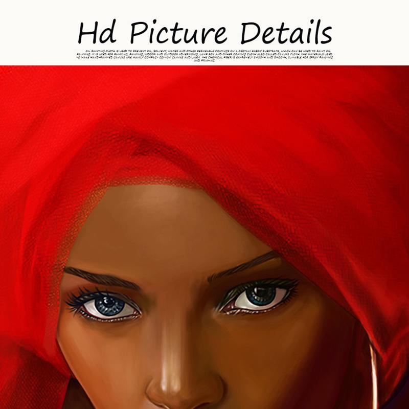 African Black Woman With Red Dress Oil Painting On Canvas Cuadros Posters and Prints Scandinavian Wall Art Picture Home Decor